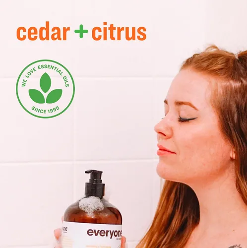 Vista 5 de Everyone Jabón 3 en 1, gel de baño, baño de burbujas, champú, 32 onzas (paquete de 2), cedro y cítricos, hecho con aceites esenciales para hombres