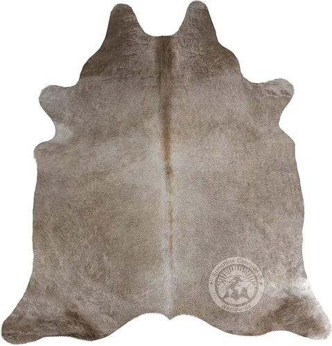 Vista 7 de Sunshine Cowhides Alfombra de piel de vaca 100% genuina, color gris topo, alfombra de piel de animal de estilo moderno y alfombra para sala