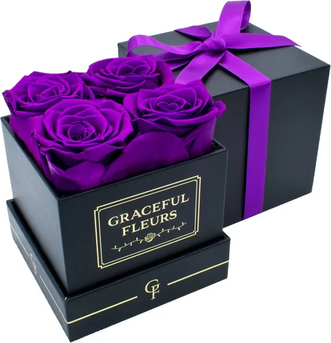 Vista 16 de Graceful Fleurs - Rosas reales de larga duración en una caja durante años, flores frescas preservadas para siempre para cumpleaños, Día de la Madre
