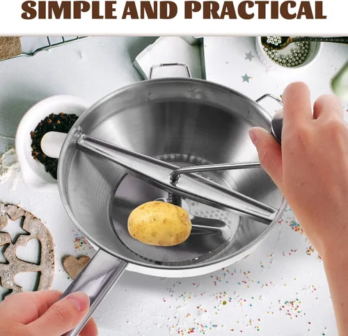 Vista 3 de BESTonZON Molino de alimentos de acero inoxidable – Molino giratorio de alimentos para mermeladas, salsa de tomate, puré de manzana, puré de papas