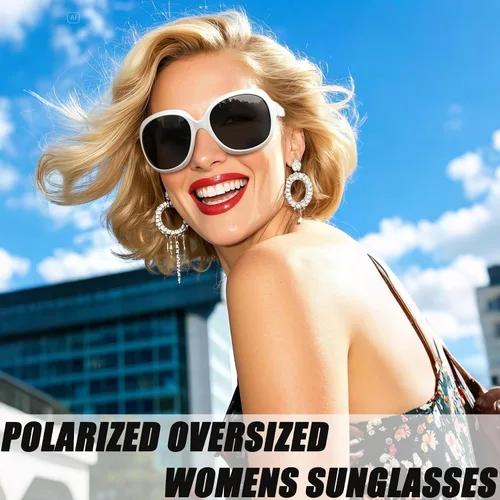Vista 106 de Joopin Lentes de sol de gran tamaño para mujer, polarizados, grandes, para conducción, protección UV, grandes sombras