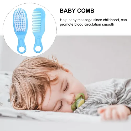 Vista 9 de EXCEART Juego de cepillo y peine para el pelo del bebé, cepillo de masaje para el cuero cabelludo para recién nacidos y niños pequeños, 1 juego