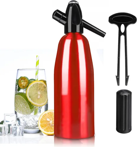 Vista 9 de Sifón de soda, máquina de agua carbonatada de 1 litro, máquina de refrescos, máquina portátil de agua con gas de aluminio para el hogar, bar, hacer