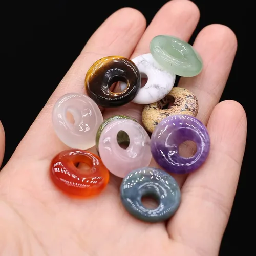 Vista 2 de Wholesale10PC amatista cuarzo rosa ágata piedra natural agujero grande colgante de cuentas para hacer joyas DIY collar accesorio regalo fiesta