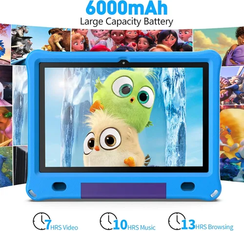 Vista 5 de Tablet infantil de 10 pulgadas con funda, tableta Android 15 de 10 pulgadas para edades de 3 a 12 años, 6 GB de RAM 64 GB de ROM, control parental