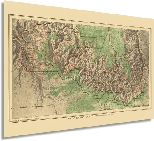 Vista 7 de HISTORIX Póster vintage del Parque Nacional del Gran Cañón de 1926 – Póster vintage de 18 x 24 pulgadas – Mapa histórico del Gran Cañón para pared