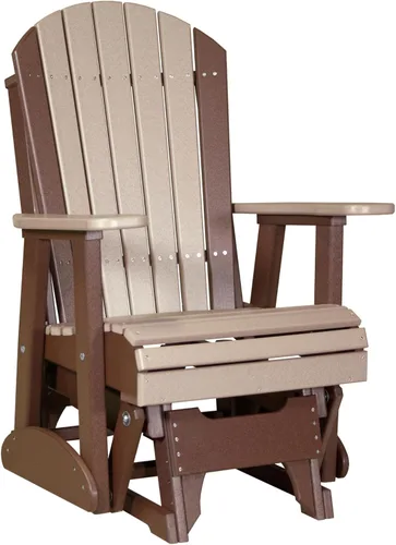 Vista 15 de LuxCraft Silla mecedora Adirondack de 2 pies, mecedora para patio al aire libre, balancín deslizante para exteriores (caoba antigua)