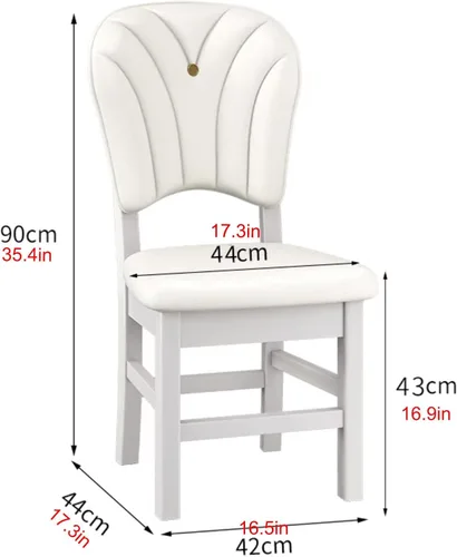 Vista 2 de Upholstered Leather Dining Room Chairs, Dining Chairs Set Kitchen Chair with Solid Wood Legs, Dining Room Side Chair for Bedroom, Vanity, Living