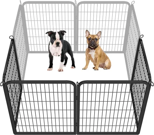 Vista 18 de Yaheetech Corralito para perros, 24 pulgadas, 2 paneles, corral para perros para interiores, resistente, corral de ejercicio para cachorros, valla