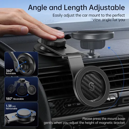 Vista 5 de SYNCWIRE MagSafe - Soporte de coche para salpicadero, brazo de aluminio Soporte magnético de alta calidad para Tesla y coches, imán fuerte