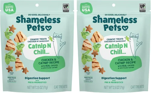 Vista 15 de Shameless Pets Golosinas para gatos con Catnip y pollo para la salud digestiva, crujientes