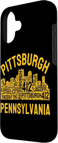 Vista 2 de Carcasa para iPhone 16 Pittsburgh Pennsylvania Steel City Skyline 412 Yinz Home