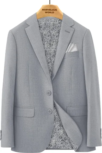 Vista 6 de Marvelous World - Conjunto de traje formal de corte entallado para niños, cintura ajustable