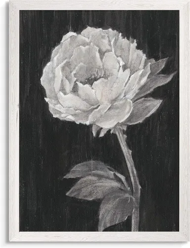 Vista 10 de Renditions Gallery- Lienzo enmarcado con flores blancas y negras Flores blancas y negras 1 juego/marco negro