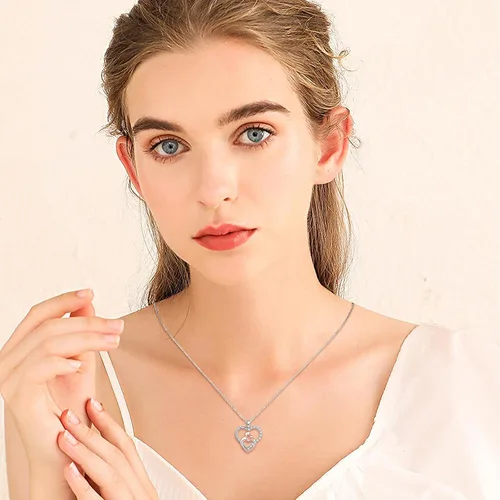 Vista 6 de MEDWISE Heart Necklace for Women 925 Sterling Silver Heart Necklace Jewelry Gifts for Women Wife