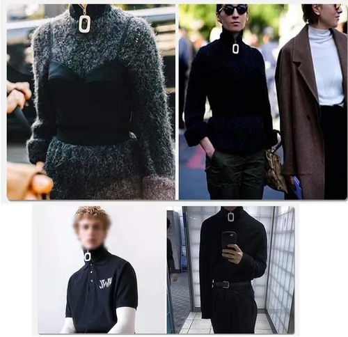 Vista 3 de YEKEYI Gargantilla de punto desmontable con cuello alto y cremallera para mujer