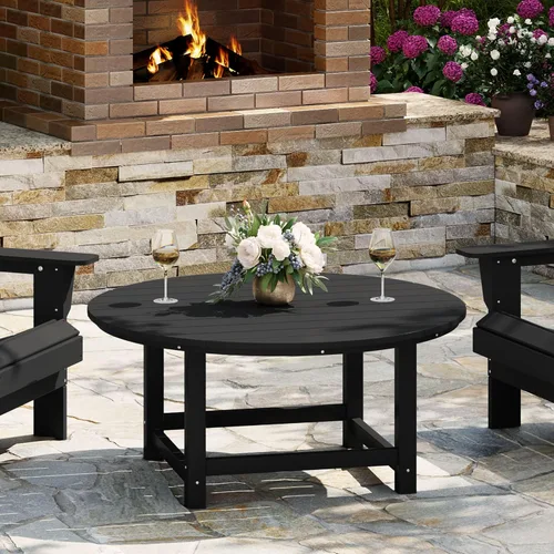 Vista 29 de WestinTrends Malibu Baja Mesa de Café de Patio Cuadrada de HDPE para Exteriores, Negra Negro