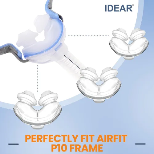 Vista 3 de 1 paquete de almohadas nasales grandes para ResMed Airfit P10, cojín nasal de repuesto P10 CPAP con silicona más suave, versión actualizada