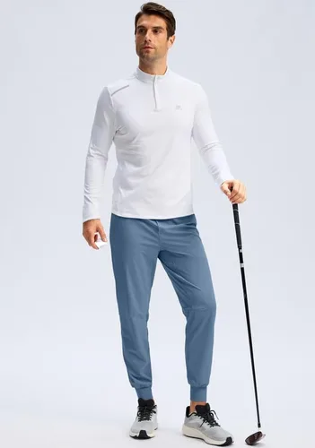 Vista 6 de Soothfeel Pantalones deportivos para hombre con bolsillos con cremallera, pantalones de entrenamiento atléticos ligeros para gimnasio, golf, correr
