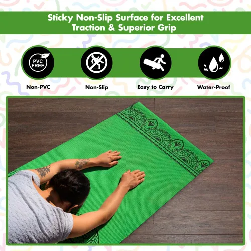 Vista 3 de Esterilla de yoga – Esterilla de yoga de primera calidad reversible extra gruesa y grande antideslizante para todo tipo de yoga, pilates