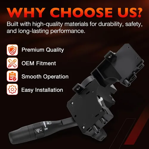 Vista 7 de Interruptor multifunción de señal de giro y limpiaparabrisas, interruptor de combinación compatible con Chrysler PT Cruiser 2001-2005 Reemplaza #