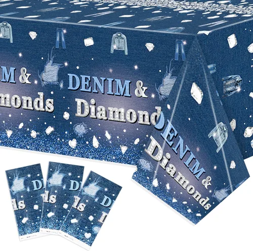 Vista 16 de K1tpde Mantel de plástico desechable para despedida de soltera de 3 piezas con temática costera, diseño de copa de vino azul, diseño de estrella