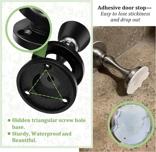 Vista 6 de Topes magnéticos para puerta, topes de puerta negros para la parte inferior de la puerta, montaje en pared, protector de pared magnético resistente