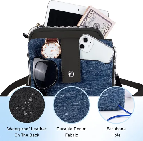 Vista 4 de LGURT Bolso de mezclilla para mujer Bolso de hombro de mezclilla