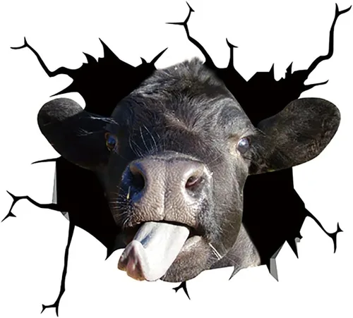 Vista 2 de NAFS Fukasse - Calcomanía de animales para automóvil, divertida vaca, ganado, grieta, ventana de coche, pegatina novedosa para mascotas