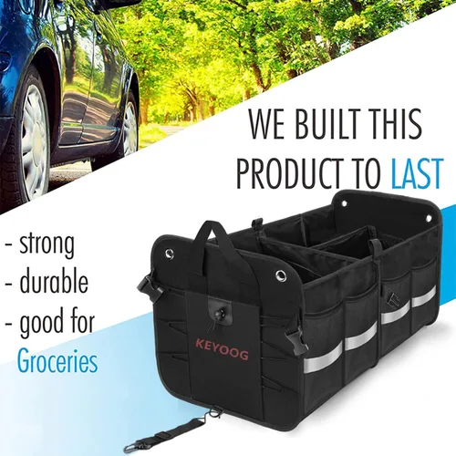 Vista 3 de Organizadores y almacenamiento para maletero de automóvil, resistente, impermeable, duradero, plegable, multiresistente, parte inferior