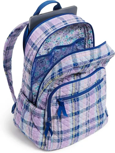 Vista 3 de Vera Bradley Mochila Campus de Algodón para Mujer, Amatista Plaid - Algodón Reciclado