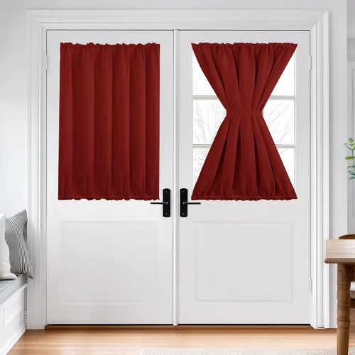 Vista 102 de Deconovo Cortinas opacas para puerta, bolsillo para cortinero y cortinas de bloqueo con aislamiento térmico para dormitorio, 137.16 x 189.2 cm, azul