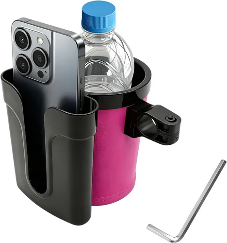 Vista 11 de Portavasos para bicicleta, soporte para botellas de agua para manillar de bicicleta con soporte para llaves de teléfono celular, jaula universal