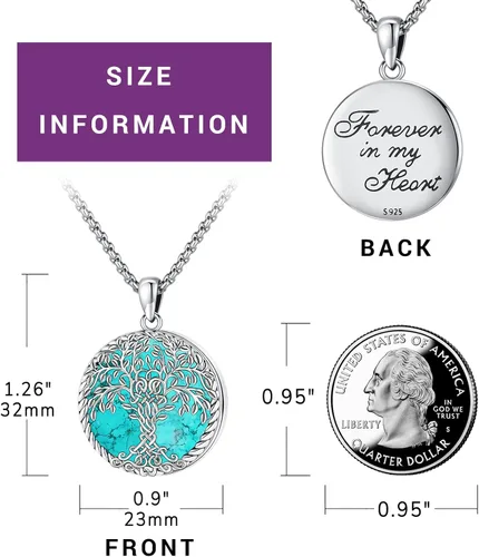 Vista 3 de Eusense Joyas de turquesa para mujer, collar de piedra lunar, collar de turquesa, plata de ley 925, joyería occidental para mujer, pulseras
