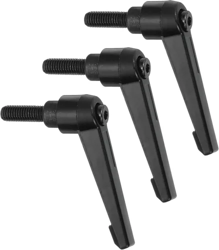 Vista 9 de uxcell 3 perillas ajustables M5 x 0.472 in, rosca macho, botón de trinquete, cierre rápido, perno giratorio para maquinaria de torno, color negro