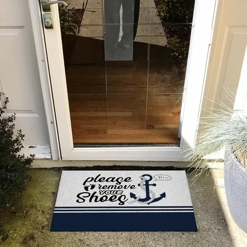 Vista 2 de Nogrit Tapete de puerta náutica, decoración de alfombras de baño náuticas, tapete de ducha antideslizante para suelo de baño, retira tus zapatos