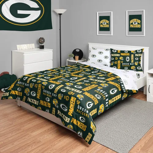 Vista 15 de FOCO Juego de ropa de cama unisex para adultos con logotipo del equipo de la NFL, sábanas y fundas de almohada, juego de ropa de cama de 5 piezas