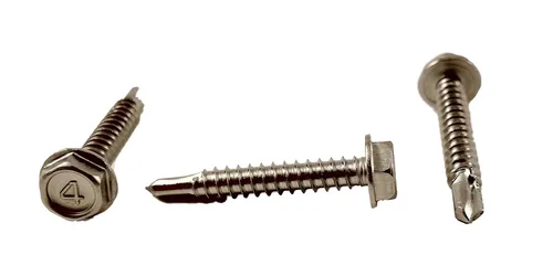 Vista 7 de Chenango Supply Tornillos Tek de cabeza hexagonal de acero inoxidable #10 x 1