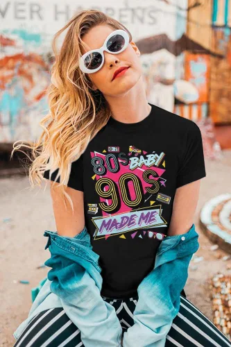 Vista 2 de FLOYU Camisa Made Me de los años 80 para mujer, camiseta de los años 90, traje vintage de los años 80 y 90, camisetas casuales de fiesta de los años