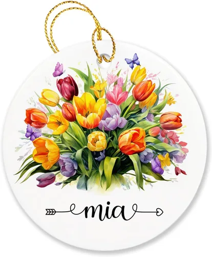 Vista 15 de Adorno personalizado de flor de azalea para la primera Navidad, adorno personalizado de Azalea 1ª Navidad, recuerdo de flores para amigos, regalo