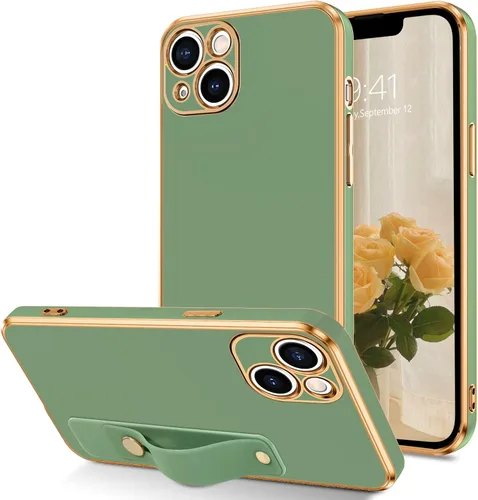 Vista 9 de VENINGO Funda compatible con Apple 14, TPU suave de ajuste delgado con pulsera ajustable, chapado en soporte, resistente a los arañazos, a prueba