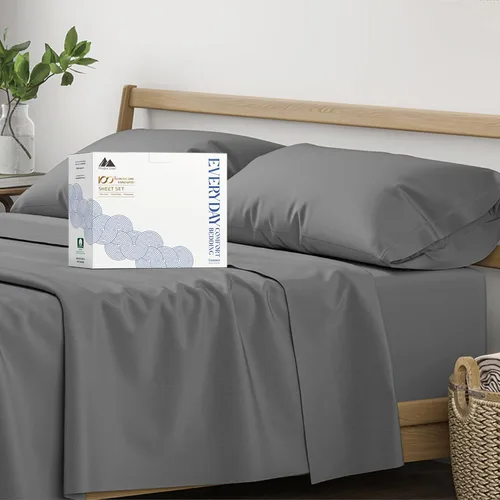 Vista 17 de Mayfair Linen Juego de sábanas de percal 100 % algodón orgánico, tamaño individual o 2 unidades, suaves y crujientes de algodón orgánico