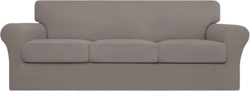 Vista 60 de Easy-Going Funda elástica de sofá de 4 piezas de gran tamaño para perros, funda de sofá lavable para 3 cojines separados, protector de muebles Negro