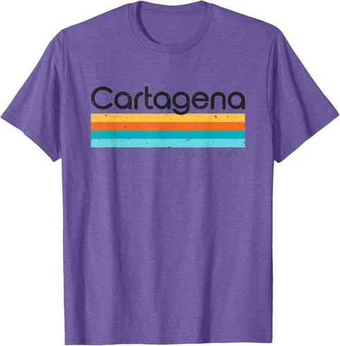 Vista 7 de Camiseta vintage de Cartagena Colombia con diseño retro, Blanco, S