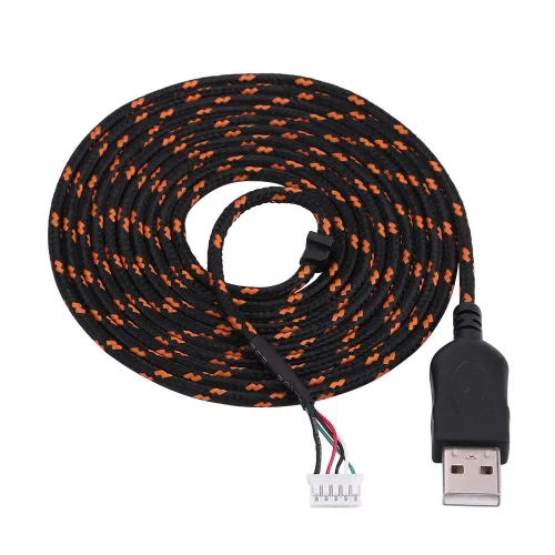 Vista 2 de Cable de repuesto para mouse USB, accesorio de reparación para cable Steelseries Mouse Computer Mouse (Negro+Naranja)