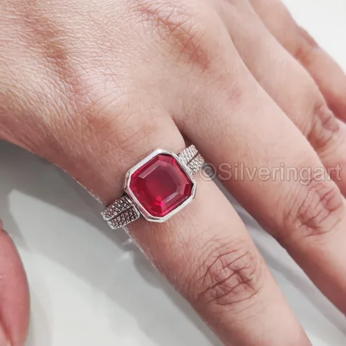 Vista 5 de Natural Ruby Ring, Ruby Mens Heavy Ring, July Birthstone, Oxidized, 925 Sterling Silver, Signet Ring, Christmas, Thanksgiving, Handmade, Statement
