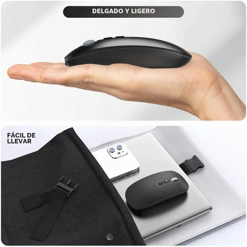 Vista 4 de RaceGT - Ratón inalámbrico recargable USB C, modo dual para MacBook Air/Pro
