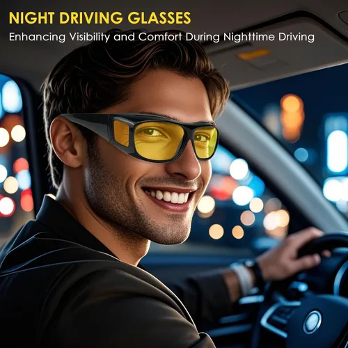 Vista 5 de Lentes de conducción nocturna para hombres y mujeres, lentes polarizados antirreflejos, lentes de visión nocturna polarizados envolventes, lentes