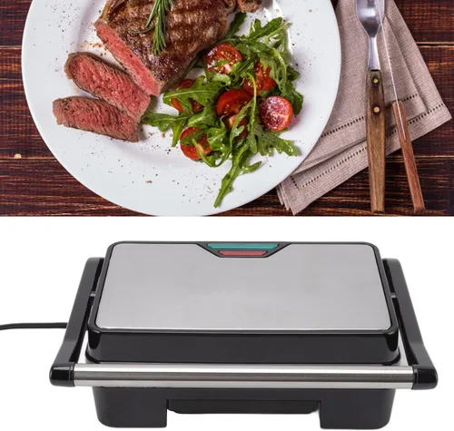Vista 2 de Panini - Parrilla de prensa de 850 W, sandwichera antiadherente con calefacción de doble cara y apertura de 180 grados, parrilla eléctrica