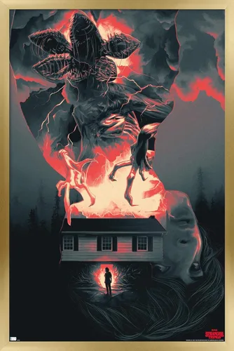 Vista 18 de Trends International Netflix Stranger Things - Póster de pared de siluetas, 22.4 pulgadas de largo x 14.7 pulgadas, versión enmarcada en madera